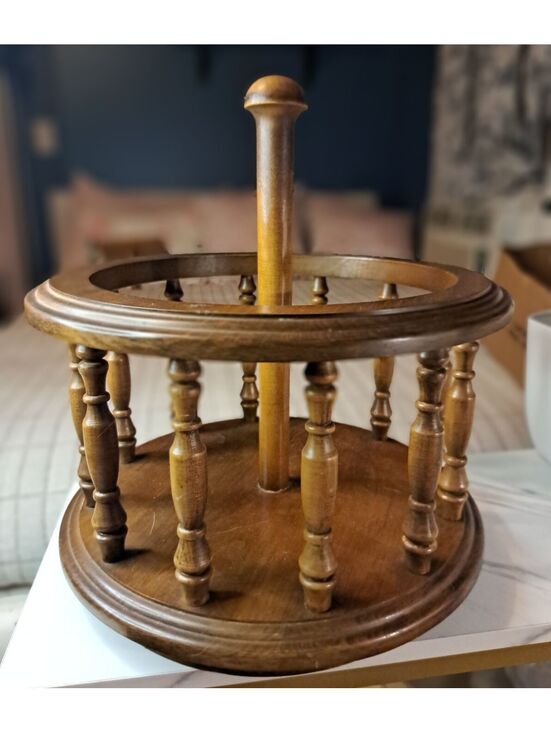 Vintage Other - Vintage Solid Maple Tabletop Wooden Spindle Revolving Lazy Susan/Condiment Caddy